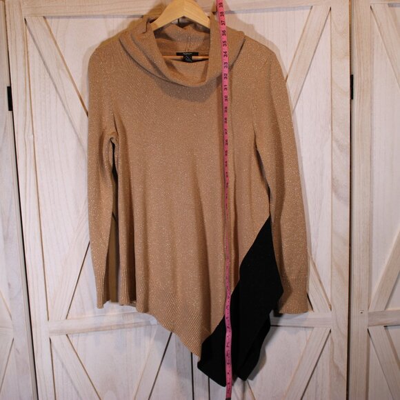 Alfani Asymmetrical Gold & Black Sweater Size L Petite - Picture 4 of 6